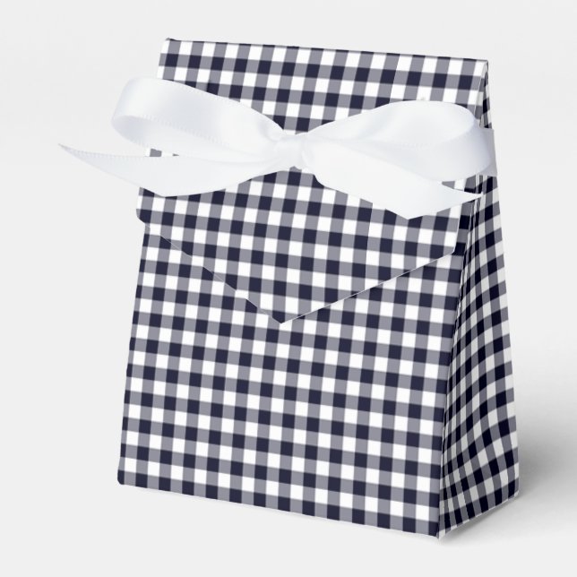 Gingham-Midnight Blue-Favor Box, Tält Presentaskar (Framsidan Sidan)