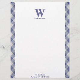 Gingham Monogram Letterhead Brevhuvud