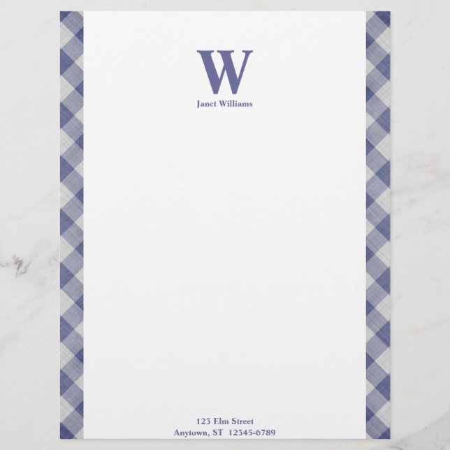 Gingham Monogram Letterhead Brevhuvud (Framsida)