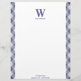 Gingham Monogram Letterhead Brevhuvud
