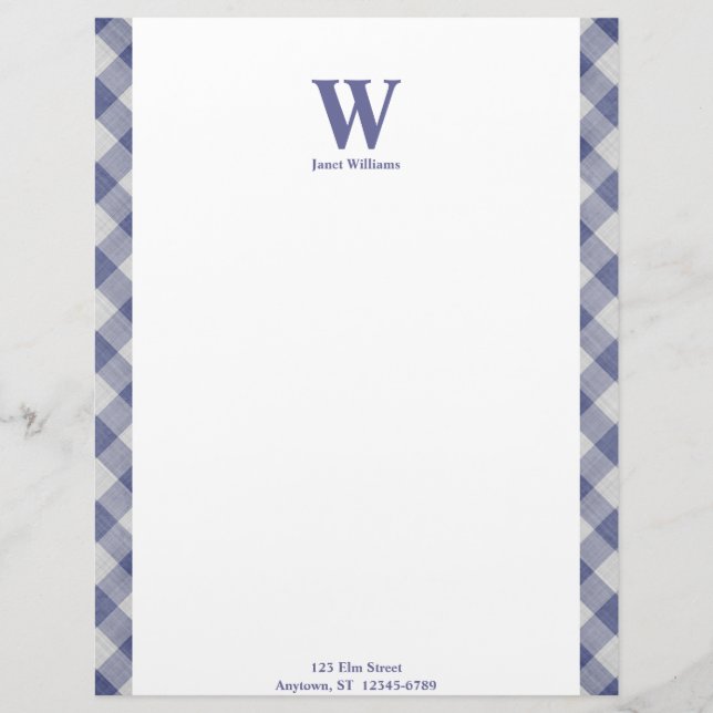 Gingham Monogram Letterhead Brevhuvud (Framsida)