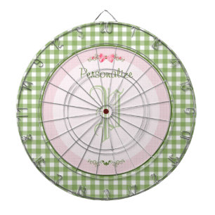 Gingham Monogram med Namn, Grönt Darttavla