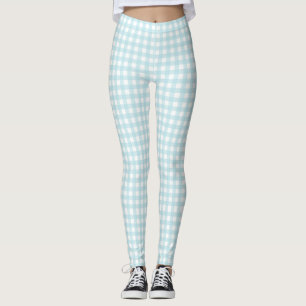 Gingham Mönster Blue och White Yoga Byxor