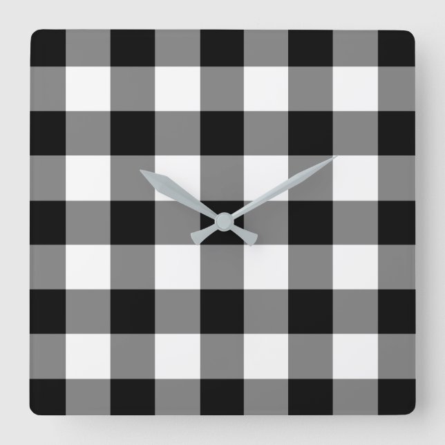 Gingham Mönster Fyrkantig Klocka (Framsida)