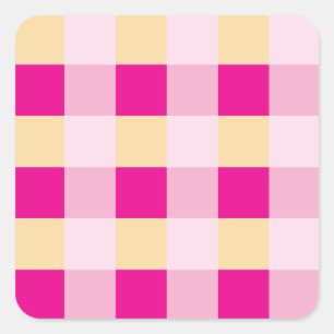 Gingham Mönster Fyrkantigt Klistermärke