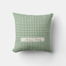 Gingham-mönster i grönt med familjenamn