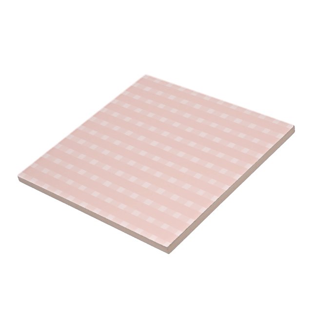 Gingham-mönster i rosablush och pastellpersika kakelplatta (Sidan)