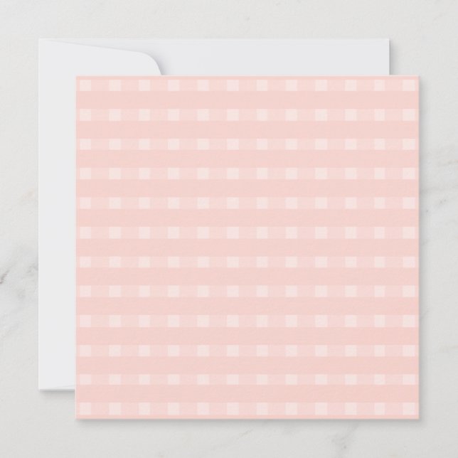 Gingham-mönster i rosabränd rosa och pastellpersik kort (Framsida)