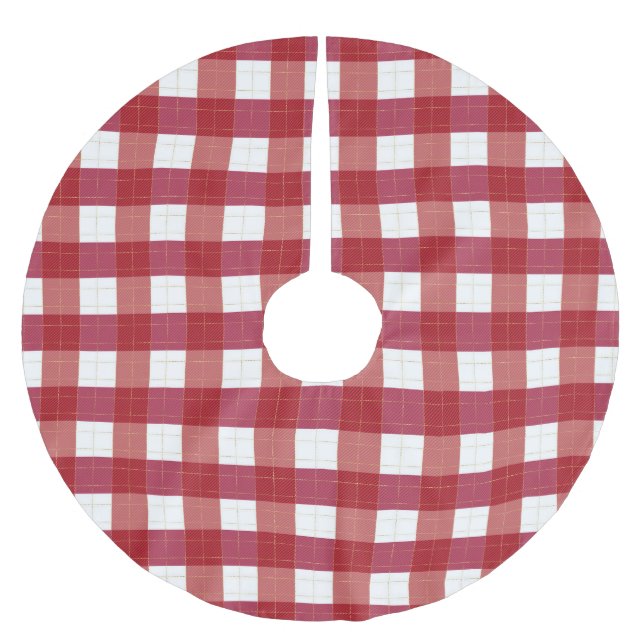 Gingham mönster julgransmatta borstad polyester (Framsidan)