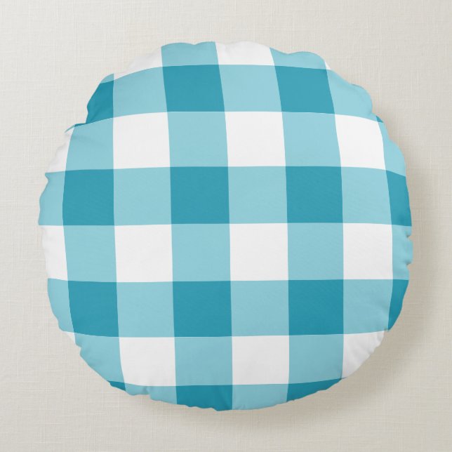 Gingham Mönster Rund Kudde (Framsidan)