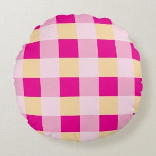 Gingham Mönster Rund Kudde