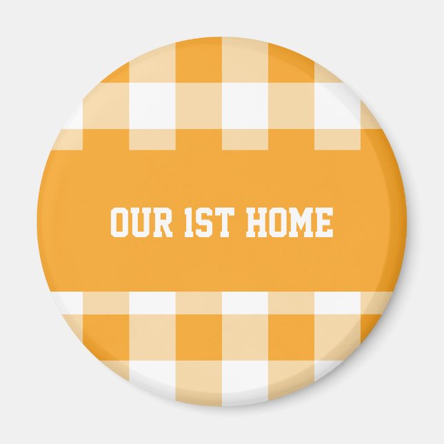 Gingham Mönster Vårt första hem Magnet (Framsidan)