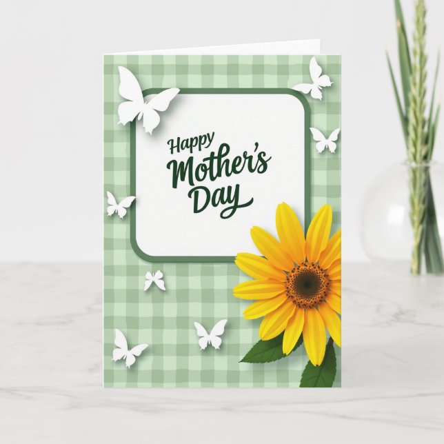 Gingham Mors Dag Gratulationskort Kort (Framsida)