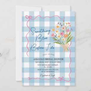 Gingham Något Blått Innan Jag Gör Bröllopsfest Inbjudningar