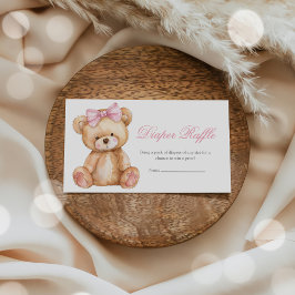 Gingham Nalle Baby Shower Diaper Raffle Tilläggskort