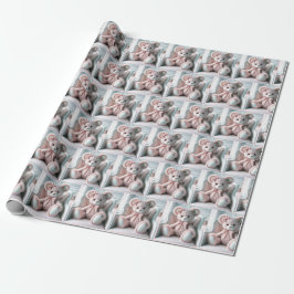 Gingham Nalle På en ordförande Presentpapper