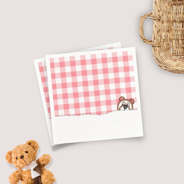 Gingham Nalle Picnic Pappersservett (Skapare uppladdad)