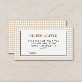 Gingham Neutral Blöja Raffle Biljetter Baby Shower Tilläggskort