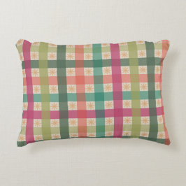 Gingham och geometriskt blommönster accentkudde  prydnadskudde