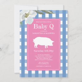 Gingham och Gris Baby Q Baby Shower Inbjudningar