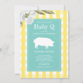 Gingham och Gris Baby Q Baby Shower Inbjudningar