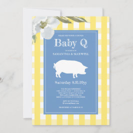 Gingham och Gris Baby Q Baby Shower Inbjudningar