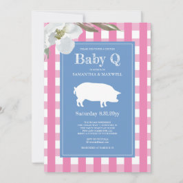Gingham och Gris Baby Q Baby Shower Inbjudningar