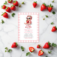 Gingham och Strawberry Berry Sweet Baby Shower