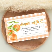 Gingham Orange Baby Shower Blöja Lotteri