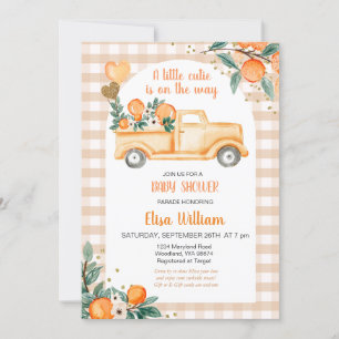 Gingham Orange Citrus Little Cutie Baby Shower Inbjudningar