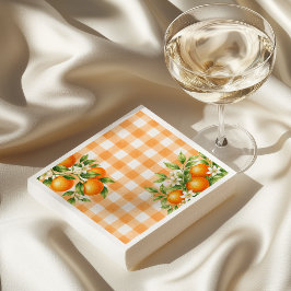 Gingham Orange En liten sötis Citrus-barnkalas Pappersservett