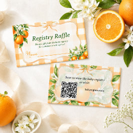 Gingham Orange Little Cutie Baby Shower Lotteri Tilläggskort