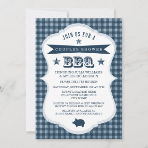 Gingham Par Shower BBQ-inbjudan Inbjudningar