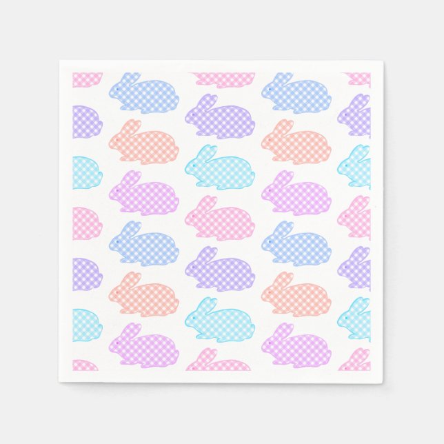 Gingham Påskhare Mönster Pappersservett (Framsidan)