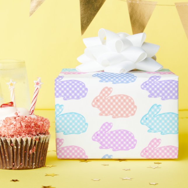 Gingham Påskhare Mönster Presentpapper (Födelsedagsfest)