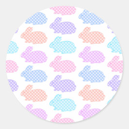 Gingham Påskhare Mönster Runt Klistermärke