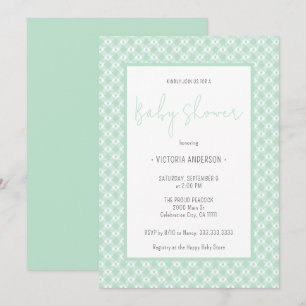Gingham Pastel Mint Gender Neutral Baby Shower Inbjudningar