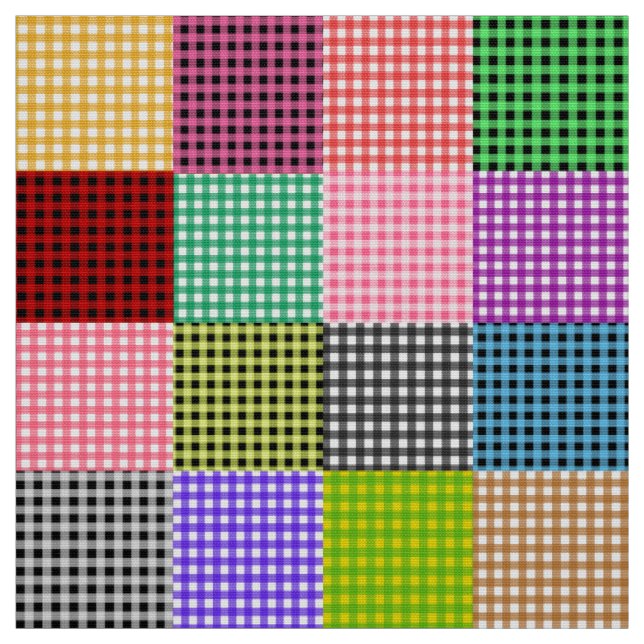 Gingham Patchwork Play Mönster, flerfärgat Tyg (Provkarta)