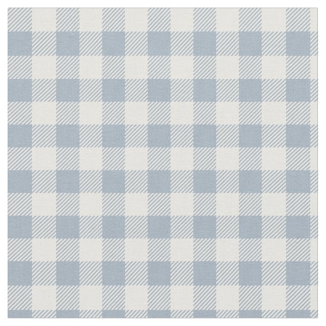 Gingham Pattern Coastal Checkered White Muted Blue Tyg (Närbild)