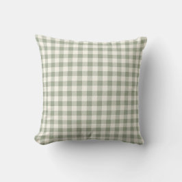 Gingham Pattern Cottagecore Checkered Beige Sage Kudde