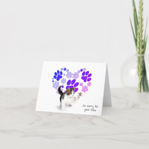 Gingham Pawprint Heart för förlust av Pet Cat Kort