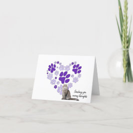 Gingham Pawprint Heart för förlust av Pet Cat Kort