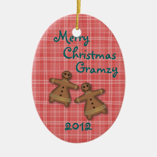 Gingham & pepparkakan Prydnad-skräddarsy Julgransprydnad Keramik (Framsidan)