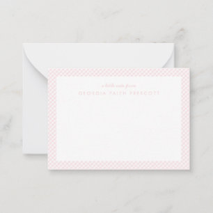 Gingham personlig Barns rosa Note Card Anteckningskort