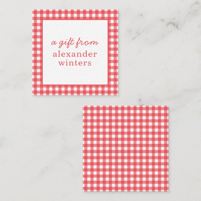 Gingham Personlig Gift-distriktskort Anteckningskort (Fram/baksida)