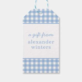 Gingham Personlig Gift Märkres Presentetikett
