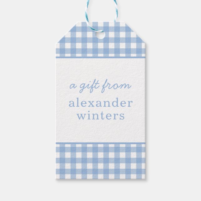 Gingham Personlig Gift Märkres Presentetikett (Framsidan)