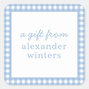 Gingham Personlig Gift Stickers Fyrkantigt Klistermärke