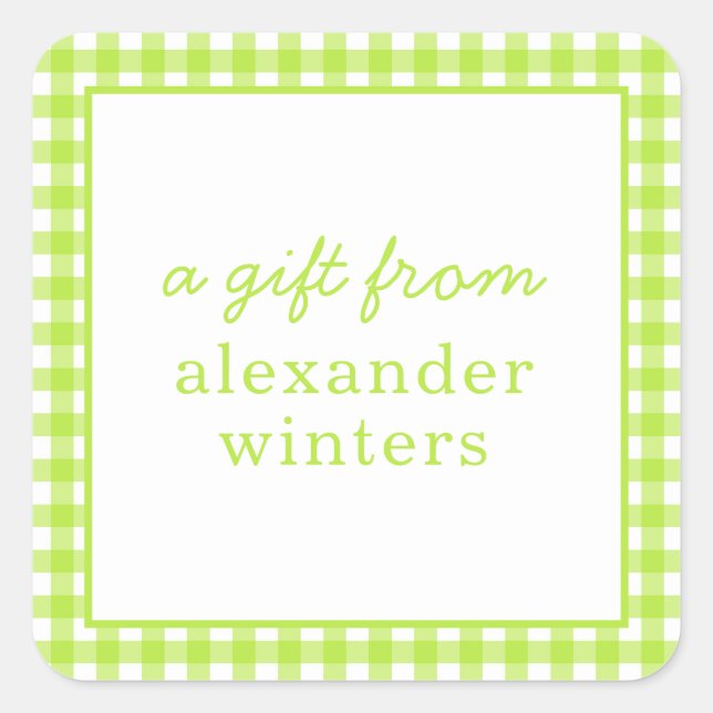 Gingham Personlig Gift Stickers Fyrkantigt Klistermärke (Framsida)