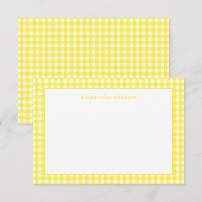 Gingham Personlig Note Cards Tack Kort (Fram/baksida)